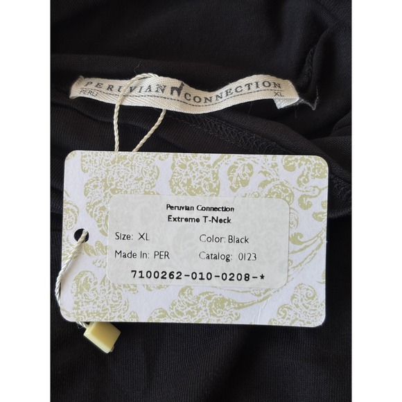 Peruvian Connection Shirt Womens XL Black Turtleneck Pima Cotton Top Minimalist - Picture 4 of 7